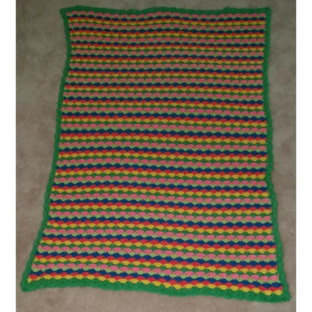 VTG Handmade Knit Blanket 45